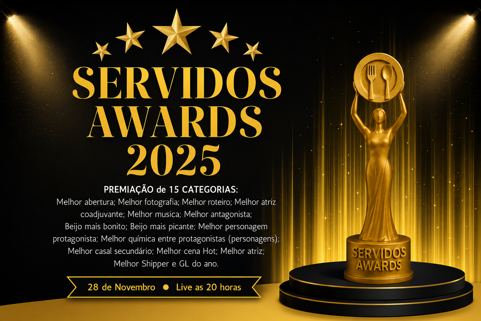 Servidos Awards 2025 anuncia premiação brasileira com 15 categorias dedicadas às séries GL