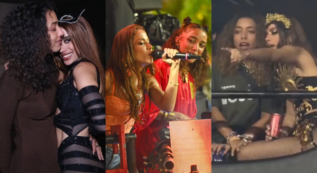Montagem de Alice Carvalho e Anitta em momentos de proximidade durante eventos e Carnaval de 2026