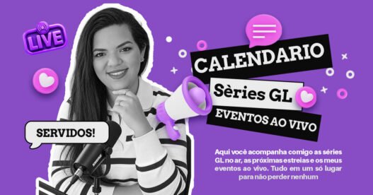 Raíssa no banner do calendário de séries GL, próximas estreias e eventos ao vivo do Manzouque