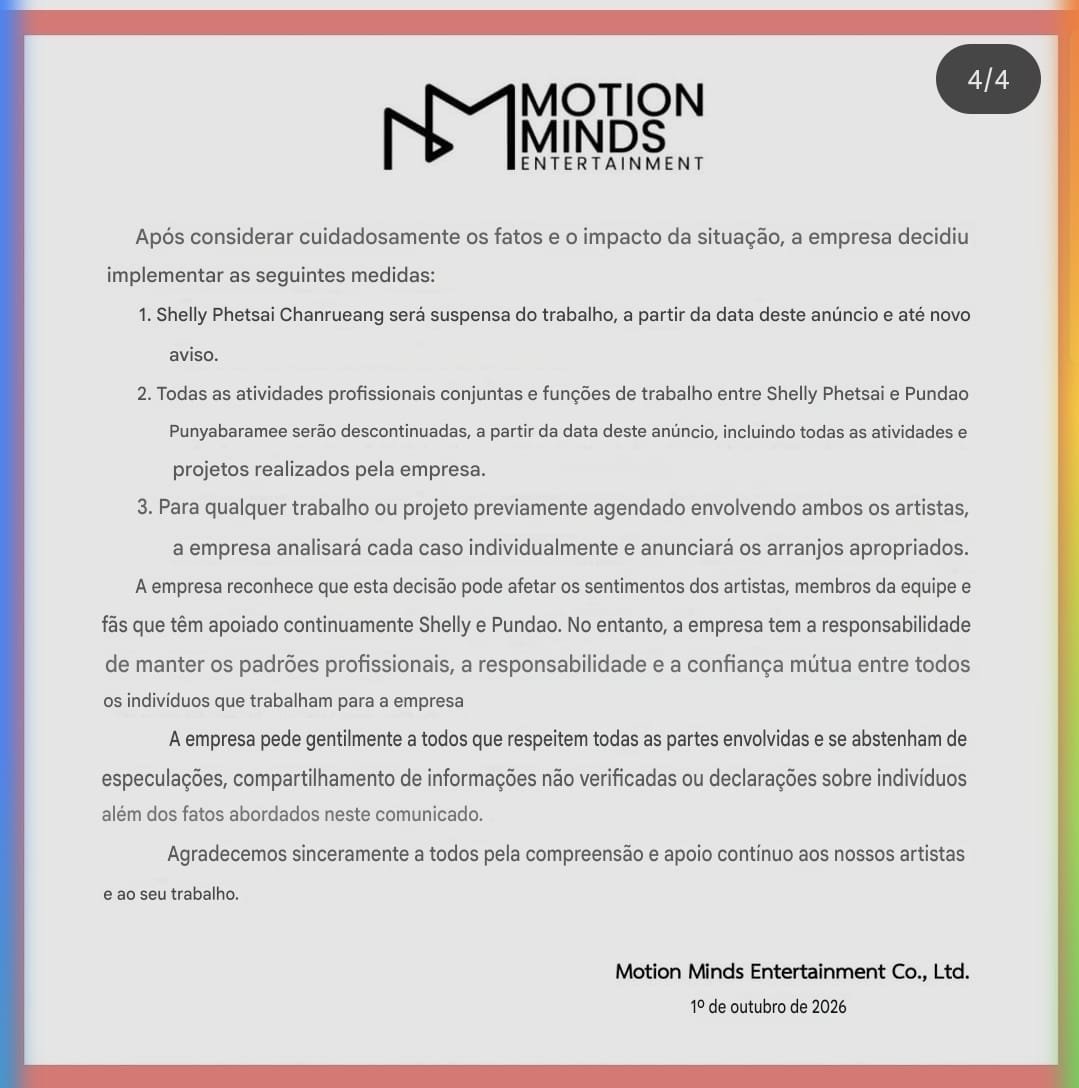 Comunicado oficial da Motion Minds Entertainment sobre a suspensão das atividades de Shelly